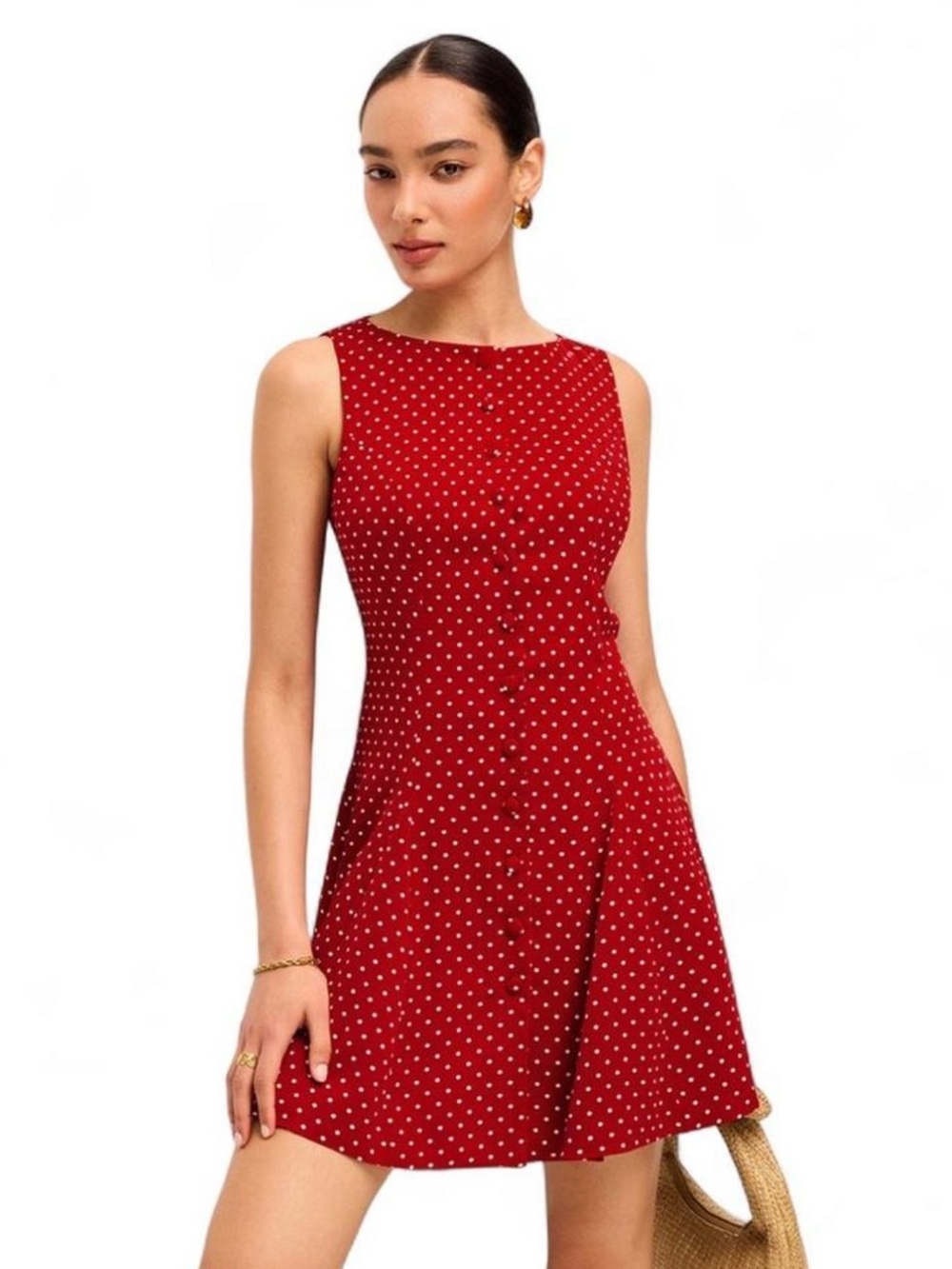 Commense Polka-Dot Sleeveless Tie-Back Dress - Size XS - Picture 5 of 15